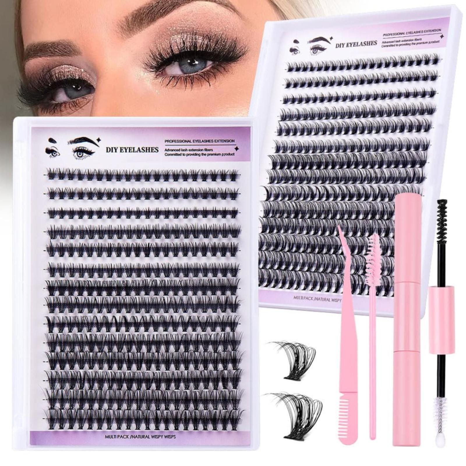 2024 New DIY Lash Extension Kit 280pcs Individual Lash Clusters Kit Lash Kit Natural Eyelash Extension Kit With Lash And Seal And Remover Lash Tweezers Creates Natural Makeup